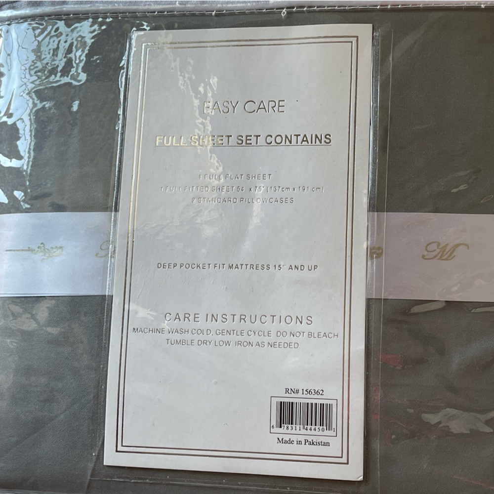 Milano Collection Full 1000 Thread Count Egyptian Quality Cotton Sheet Gray.